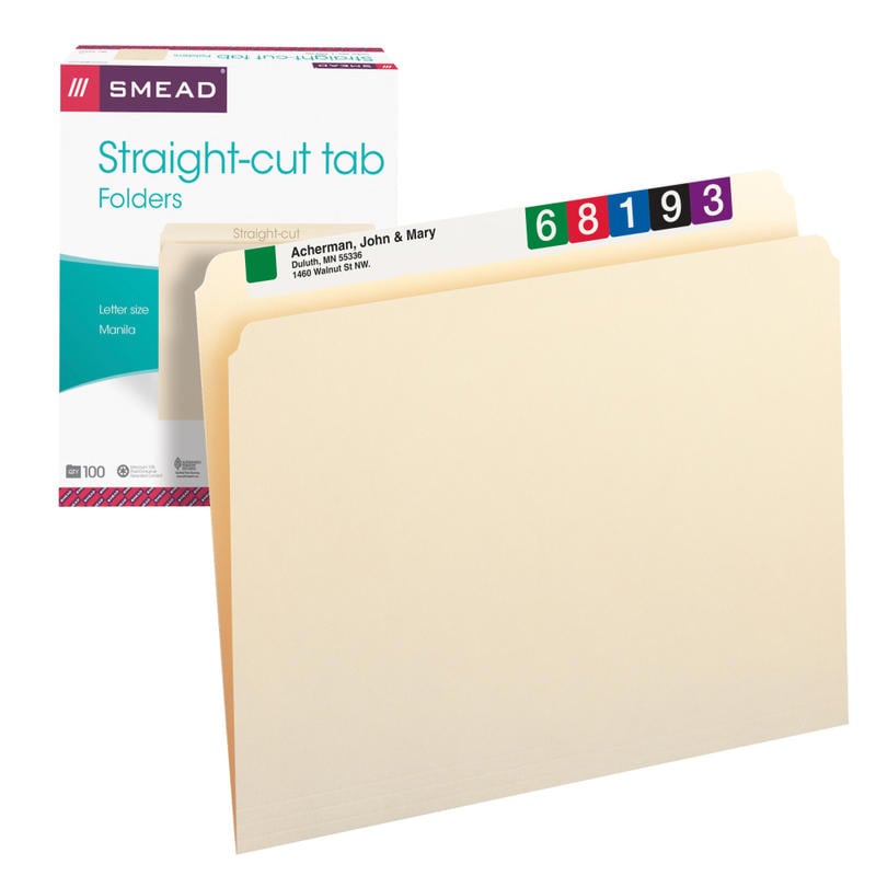 Smead File Folders, Letter Size, Straight Cut, Manila, Pack Of 100 (Min Order Qty 4) MPN:150L