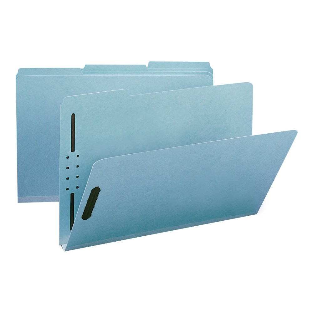 Smead Pressboard Fastener Folders, 1in Expansion, 8 1/2in x 14in, Legal, 100% Recycled, Blue, Box of 25 MPN:20000