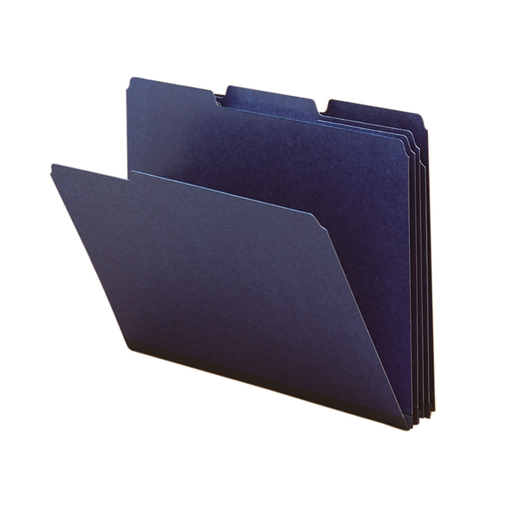 Smead 1/3-Cut Color Pressboard Tab Folders, Letter Size, 50% Recycled, Dark Blue, Box Of 25 MPN:21541