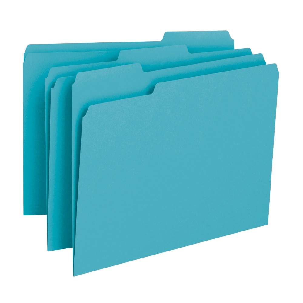 Smead Color File Folders, Letter Size, 1/3 Cut, Teal, Box Of 100 (Min Order Qty 3) MPN:53LTL