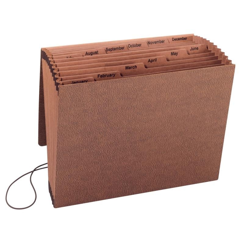 Smead TUFF Expanding File With Flap & Elastic Cord, 12 Pockets, Monthly, 12in x 10in Letter Size, 30% Recycled, Brown (Min Order Qty 4) MPN:70388