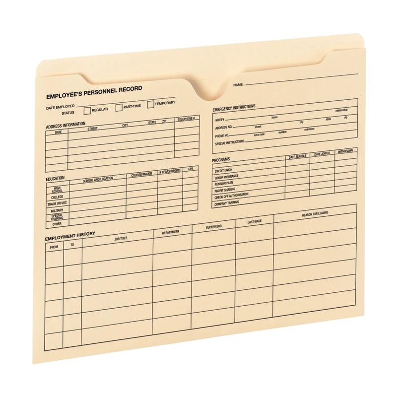 Smead Employee Record File Jackets, Manila, Pack Of 20 (Min Order Qty 4) MPN:77100