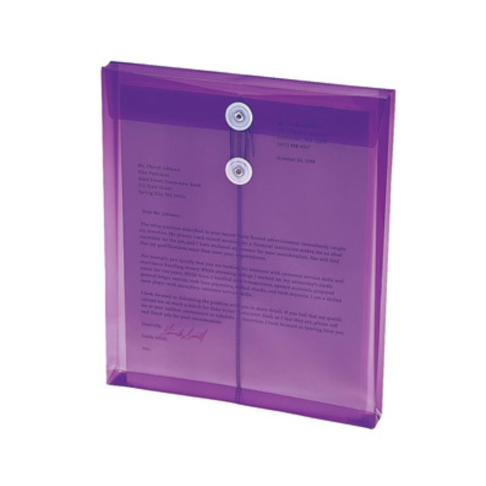 Smead Poly Envelopes With String-Tie Closure, 1 1/4in Expansion, Letter Size, 8 1/2in x 11in, Purple, Pack Of 5 Envelopes (Min Order Qty 7) MPN:89544