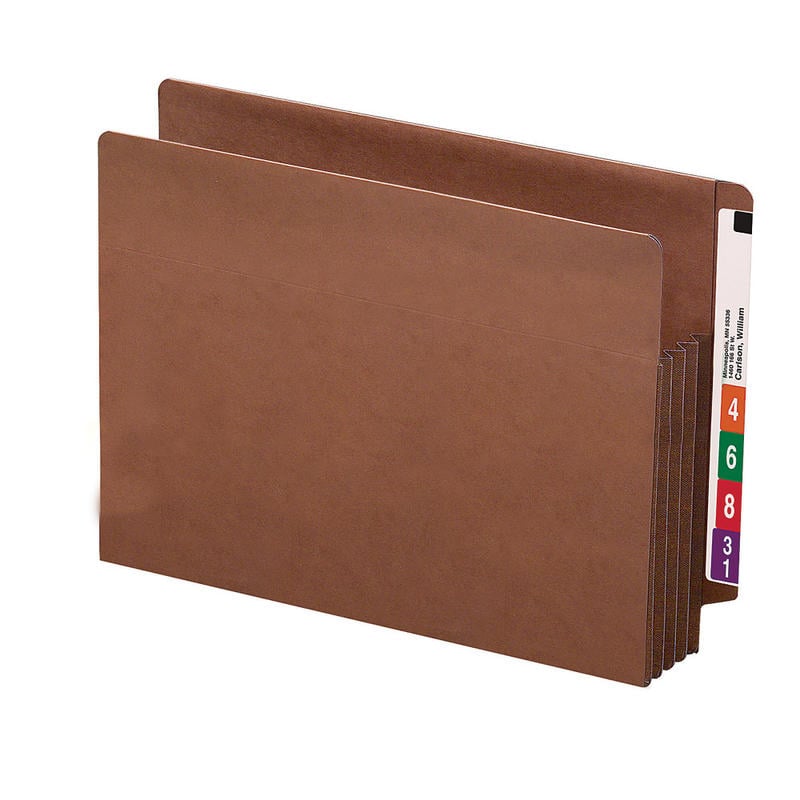 Smead TUFF End-Tab File Pockets, 3 1/2in Expansion, Letter Size, 30% Recycled, Redrope, Box Of 10 (Min Order Qty 2) MPN:ETTP25E