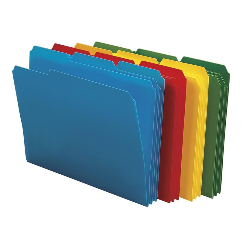 Smead Poly File Folders, 9 1/2in x 11 1/2in, 1/3 Cut, Assorted Colors, Box Of 24 (Min Order Qty 3) MPN:10500