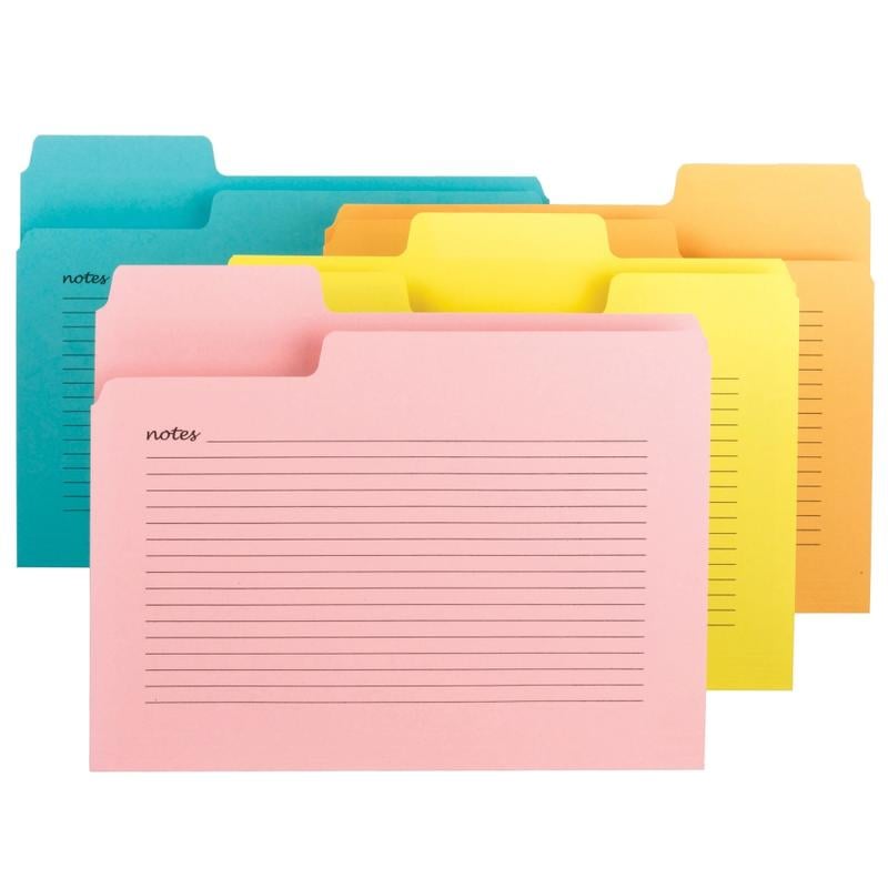 Smead SuperTab Notes File Folders, 8 1/2in x 11in, Letter Size, Assorted Colors, Pack Of 12 (Min Order Qty 7) MPN:11650