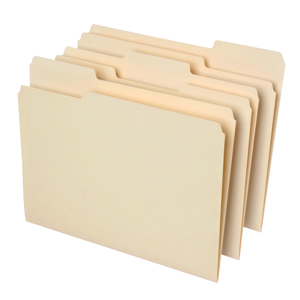 Office Depot Brand File Folders, 1/3 Cut, Letter Size, 30% Recycled, Manila, Pack Of 100 Folders (Min Order Qty 7) MPN:810838