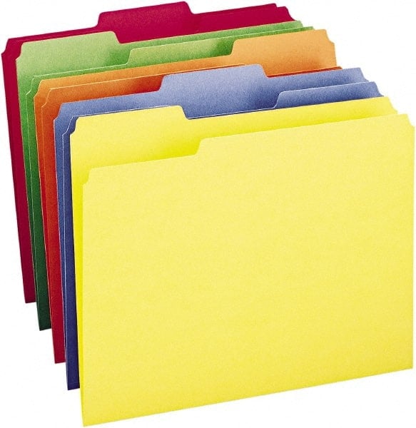 File Folders with Top Tab: Letter, Assorted, 100/Pack MPN:SMD11943