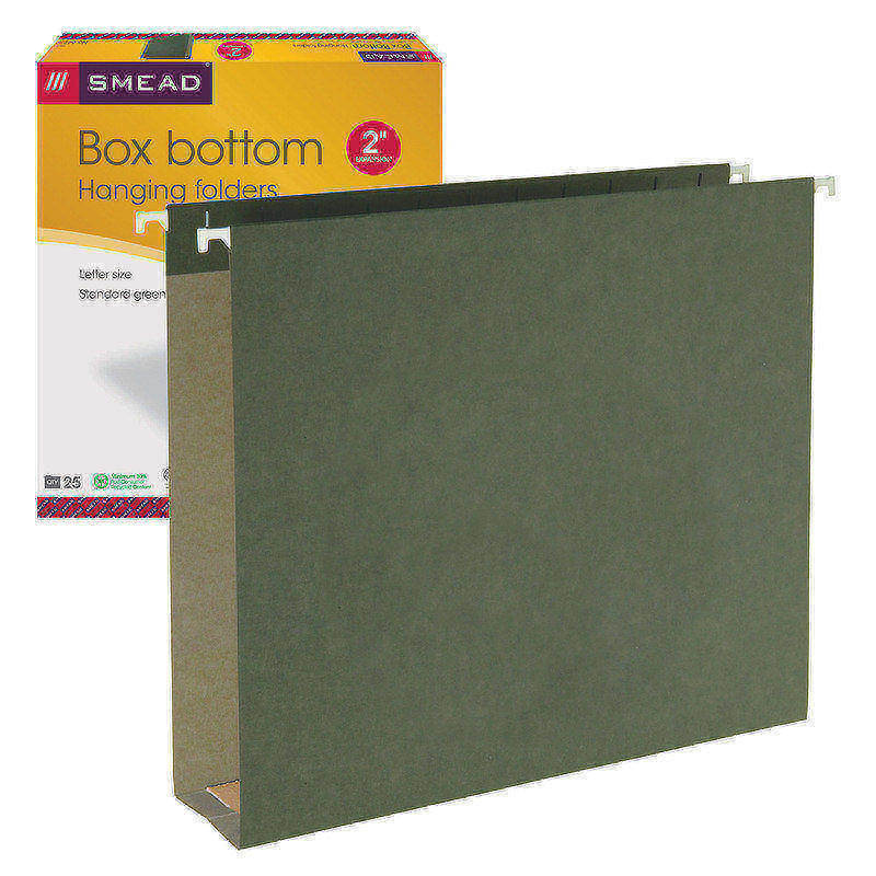 Smead Hanging Box-Bottom File Folders, 2in Expansion, Letter Size, Standard Green, Box Of 25 (Min Order Qty 2) MPN:64258