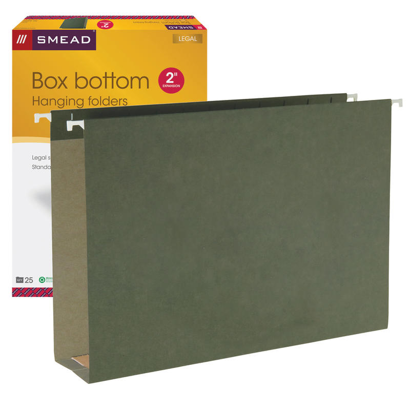 Smead Hanging Box-Bottom File Folders, 2in Expansion, Legal Size, Standard Green, Box Of 25 Folders (Min Order Qty 2) MPN:64358