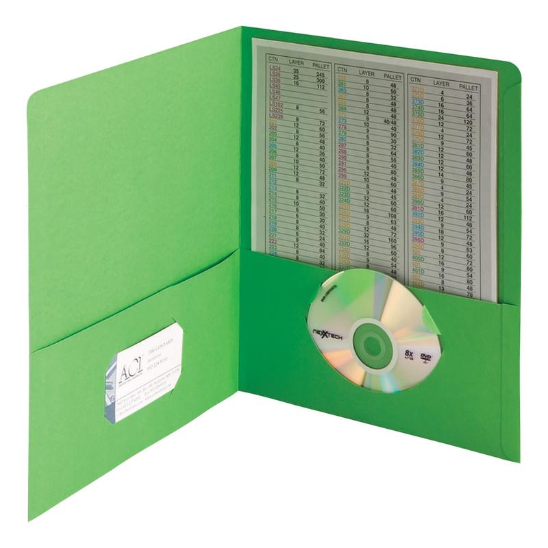 Smead Color Portfolios, 8 1/2in x 11in, Green, Pack Of 25 (Min Order Qty 4) MPN:87855