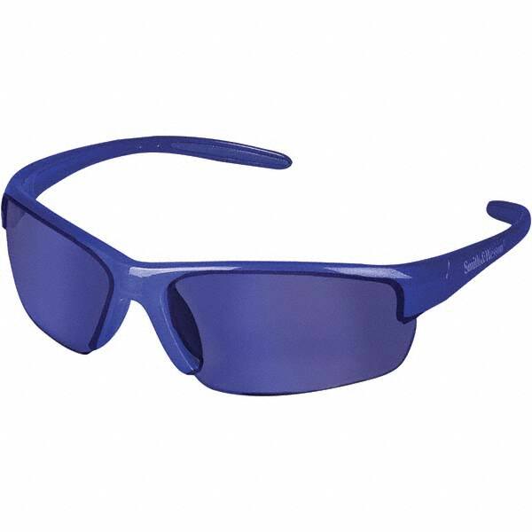 Safety Glass: Polycarbonate, Blue Mirror Lenses, Full-Framed, UV Protection MPN:21301