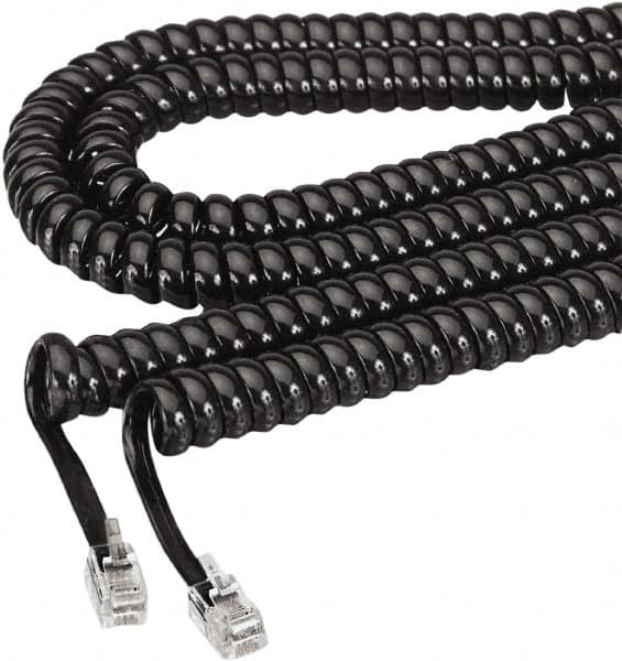 Coiled Phone Cord, Plug/Plug, 12 ft., Black MPN:SOF48102