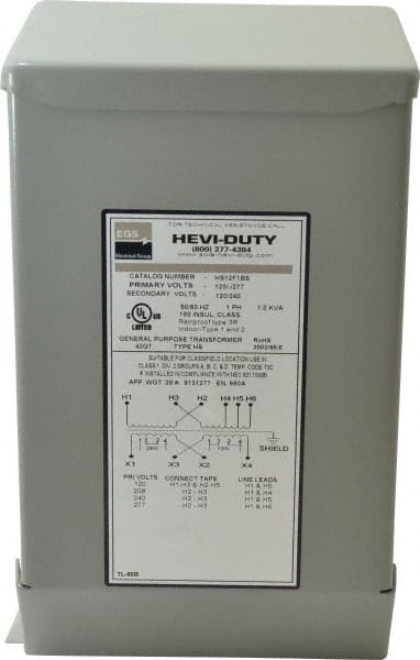 1 Phase, 120/208/240/277 Volt Input, 120/240 Volt Output, 60 Hz, 1 kVA, General Purpose Transformer MPN:HS12F1BS