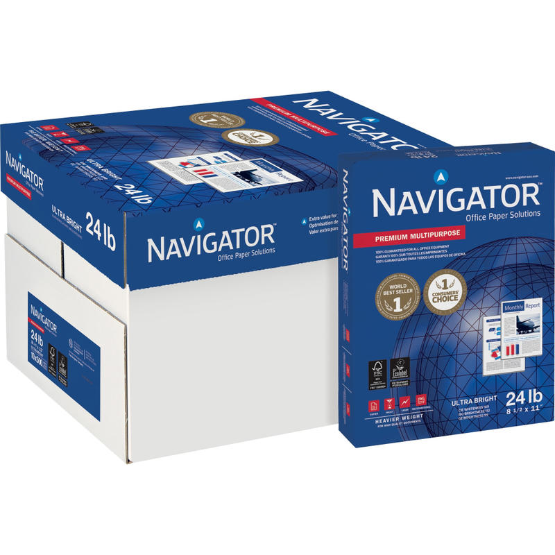 Navigator Multi-Use Printer & Copy Paper, 10 Reams, White, Letter (8.5in x 11in), 5000 Sheets Per Case, 24 Lb, 92 Brightness MPN:NMP1124