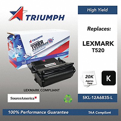 Toner Cartridge Black 20 000 LexmarkT520 MPN:SKL-12A6835-L