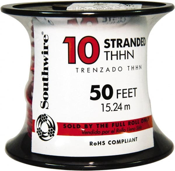 THHN/THWN, 10 AWG, 30 Amp, 50' Long, Stranded Core, 19 Strand Building Wire MPN:22975736