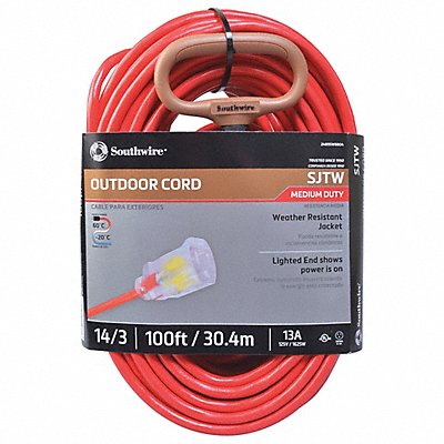 Extension Cord 14 AWG 125VAC 100 ft L MPN:2489SW8804