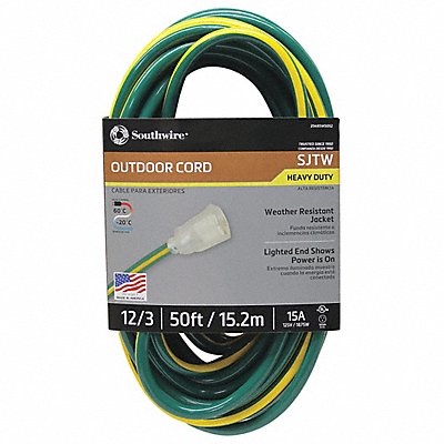 Extension Cord 12 AWG 125VAC 50 ft L MPN:2548SW0052