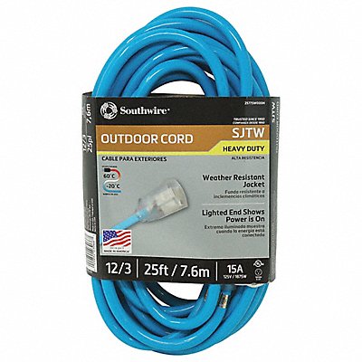 Extension Cord 12 AWG 125VAC 25 ft L MPN:2577SW000H