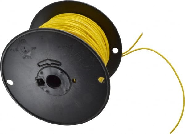 Machine Tool Wire: 18 AWG, Yellow, 500' Long, Polyvinylchloride, 0.108