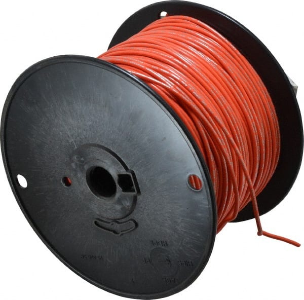 Machine Tool Wire: 18 AWG, Orange, 500' Long, Polyvinylchloride, 0.108