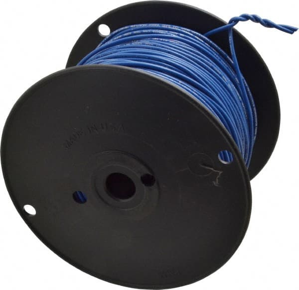 Machine Tool Wire: 18 AWG, Blue, 500' Long, Polyvinylchloride, 0.108