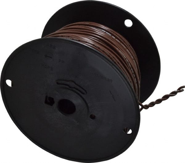 Machine Tool Wire: 18 AWG, Brown, 500' Long, Polyvinylchloride, 0.108