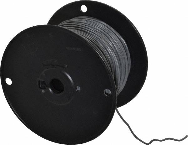 Machine Tool Wire: 18 AWG, Gray, 500' Long, Polyvinylchloride, 0.108