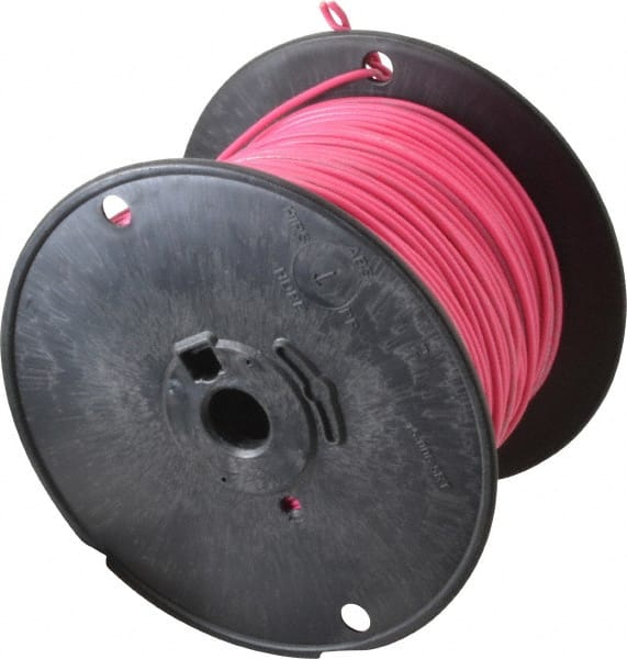 Machine Tool Wire: 18 AWG, Pink, 500' Long, Polyvinylchloride, 0.108