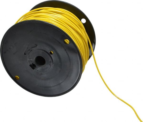 Machine Tool Wire: 16 AWG, Yellow, 500' Long, Polyvinylchloride, 0.12