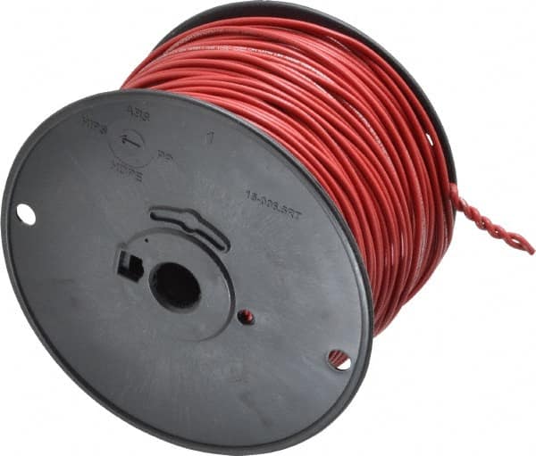 Machine Tool Wire: 16 AWG, Red, 500' Long, Polyvinylchloride, 0.12