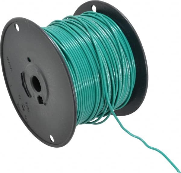 Machine Tool Wire: 16 AWG, Green, 500' Long, Polyvinylchloride, 0.12