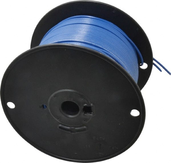 Machine Tool Wire: 16 AWG, Blue, 500' Long, Polyvinylchloride, 0.12