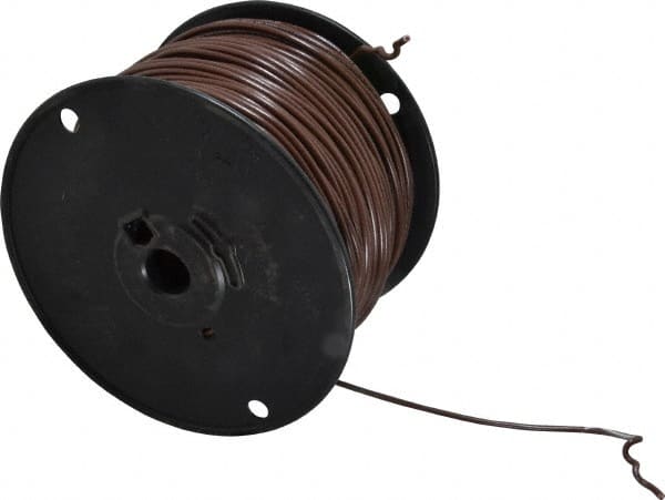 Machine Tool Wire: 16 AWG, Brown, 500' Long, Polyvinylchloride, 0.12