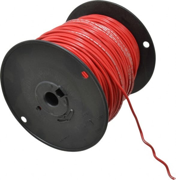 Machine Tool Wire: 14 AWG, Red, 500' Long, Polyvinylchloride, 0.136