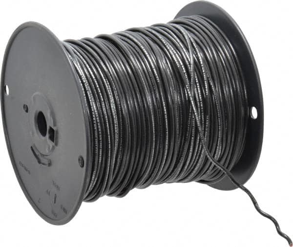 Machine Tool Wire: 14 AWG, Black, 500' Long, Polyvinylchloride, 0.136