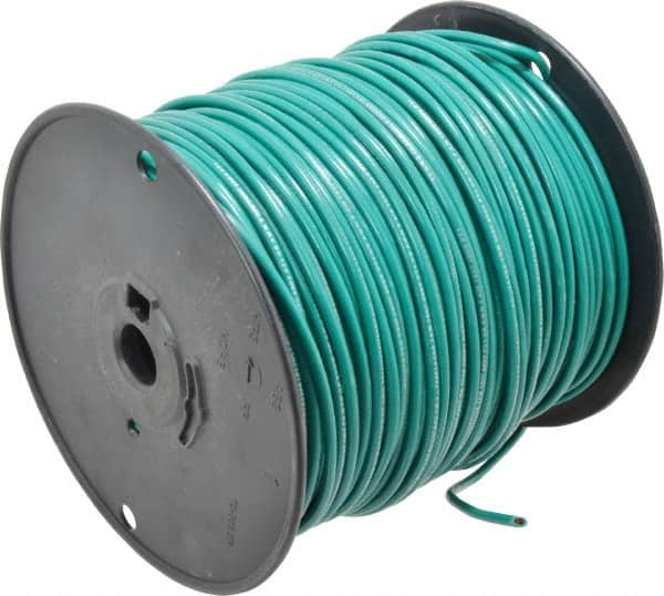 Machine Tool Wire: 12 AWG, Green, 500' Long, Polyvinylchloride, 0.155