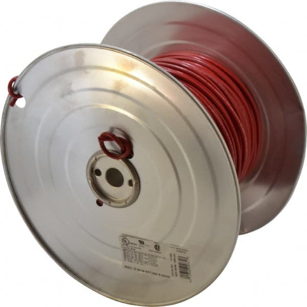 Machine Tool Wire: 10 AWG, Red, 500' Long, Polyvinylchloride, 0.18