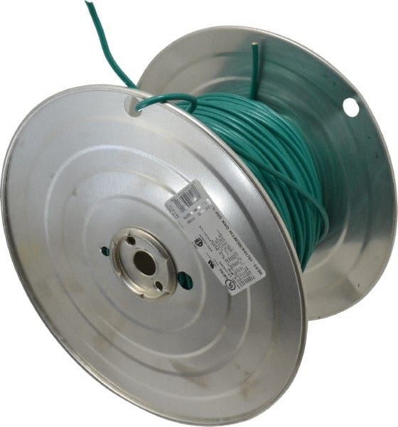 Machine Tool Wire: 10 AWG, Green, 500' Long, Polyvinylchloride, 0.18