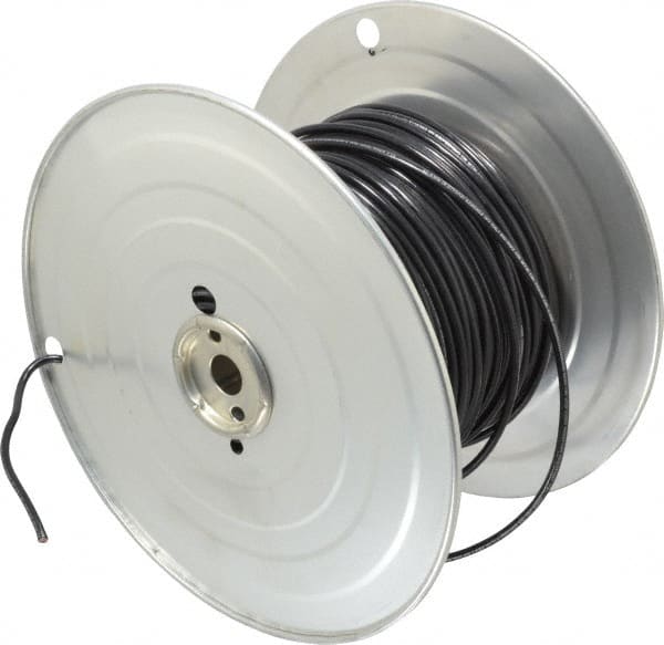 Machine Tool Wire: 10 AWG, Black, 500' Long, Polyvinylchloride, 0.18