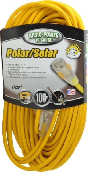 100', 16/3 Gauge/Conductors, Yellow Outdoor Extension Cord MPN:1289SW0002