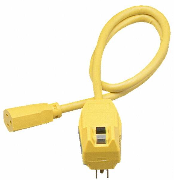 Power Cords, Cord Type: Extension Cord , Overall Length (Feet): 3 , Cord Color: Yellow , Amperage: 15 , Voltage: 120 , Standards: OSHA MPN:14880012-6