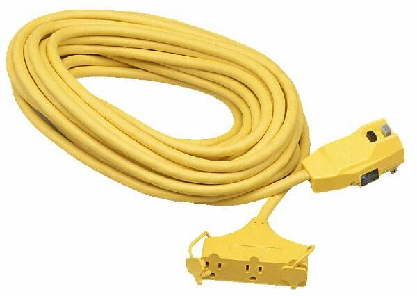 Power Cords, Cord Type: Extension Cord , Overall Length (Feet): 100 , Cord Color: Yellow , Amperage: 15 , Voltage: 120 , Standards: OSHA MPN:14880230-4