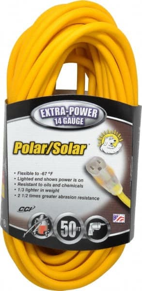 50', 14/3 Gauge/Conductors, Yellow Outdoor Extension Cord MPN:1488SW0002