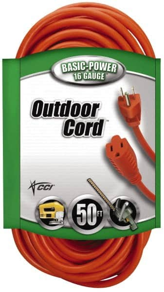 50', 16/3 Gauge/Conductors, Orange Indoor & Outdoor Extension Cord MPN:2308SW8803