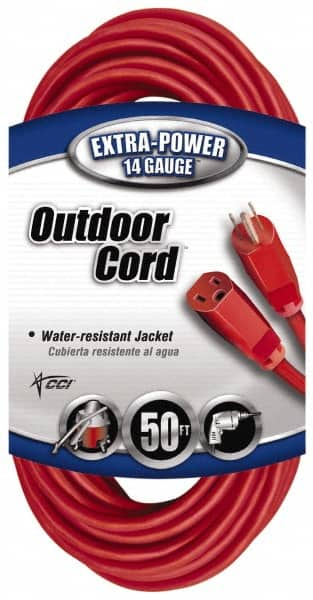 50', 14/3 Gauge/Conductors, Red Indoor & Outdoor Extension Cord MPN:2408SW8804