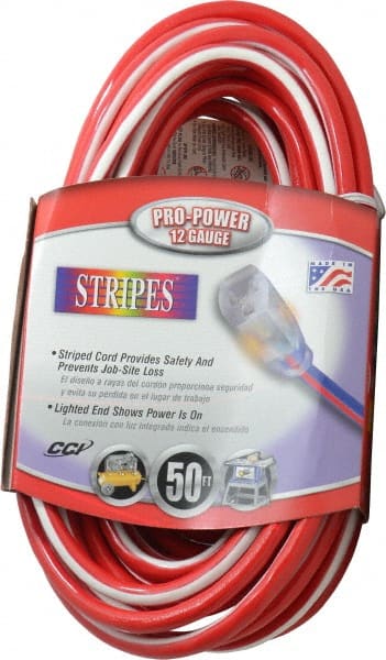 50', 12/3 Gauge/Conductors, Red/White Outdoor Extension Cord MPN:2548SW0041