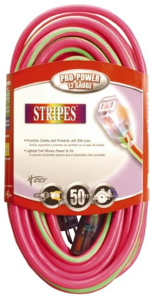 50', 12/3 Gauge/Conductors, Pink/Lime Green Outdoor Extension Cord MPN:2548SW0077