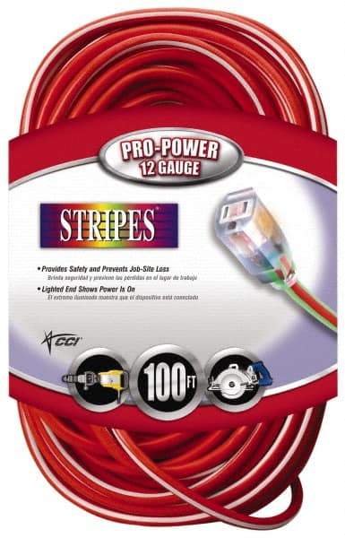 100', 12/3 Gauge/Conductors, Red/White Outdoor Extension Cord MPN:2549SW0041